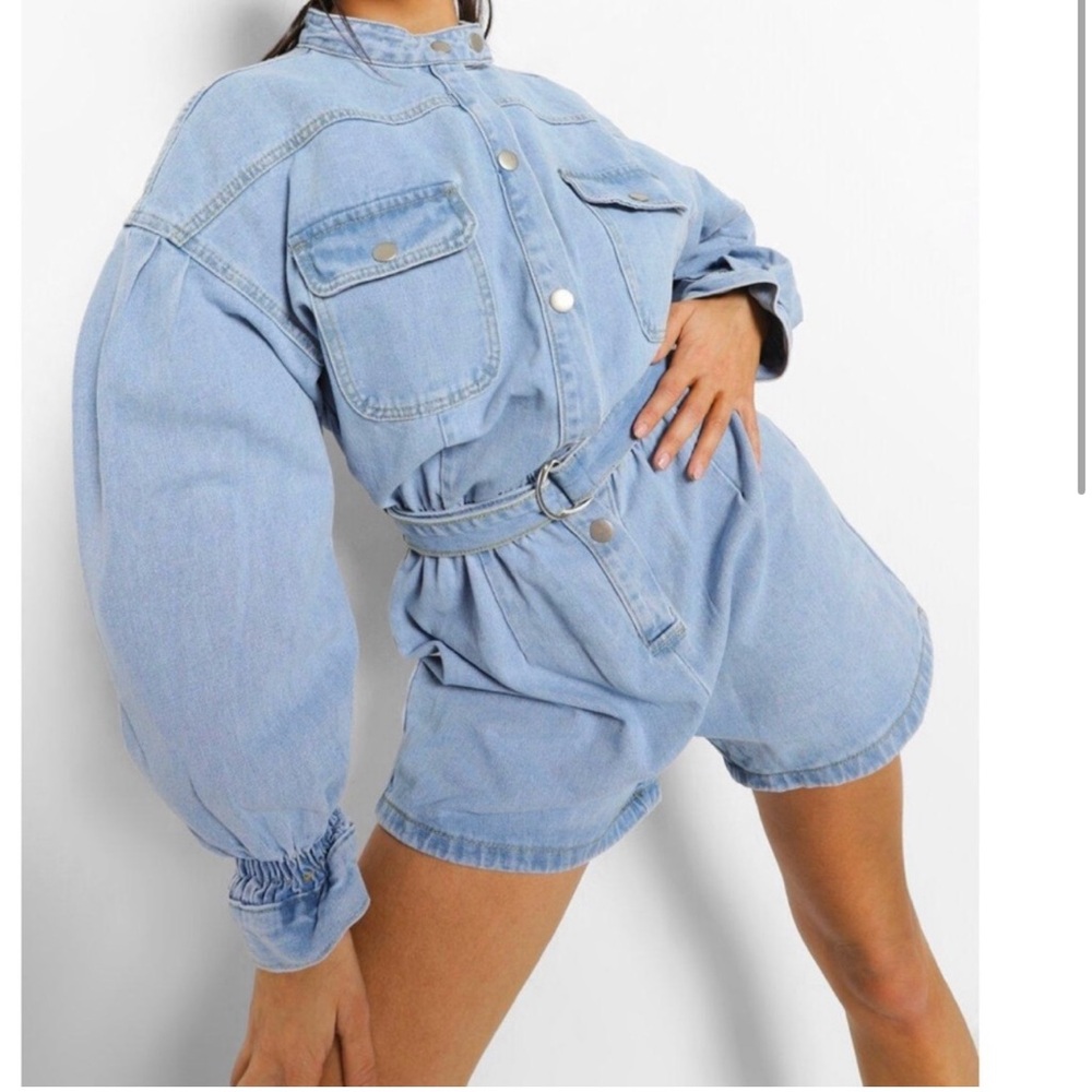 Stylish Light Blue Denim Romper